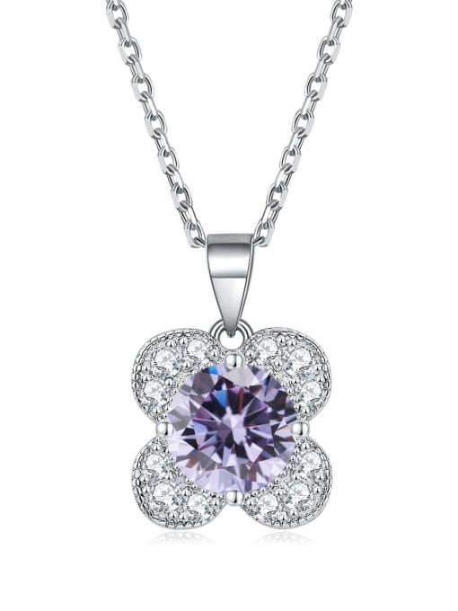 Turn blue [June] 925 Sterling Silver Birthstone Flower Dainty Necklace